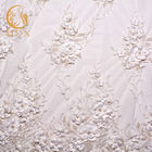 گلهای زیبا پارچه های توری سفید 20٪ پلی استر 135cm عرض برای لباس عروس