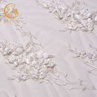 گلهای زیبا پارچه های توری سفید 20٪ پلی استر 135cm عرض برای لباس عروس